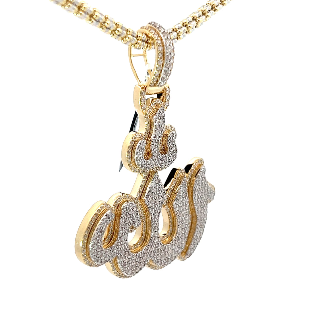 Two Tone Diamond Allah Pendant