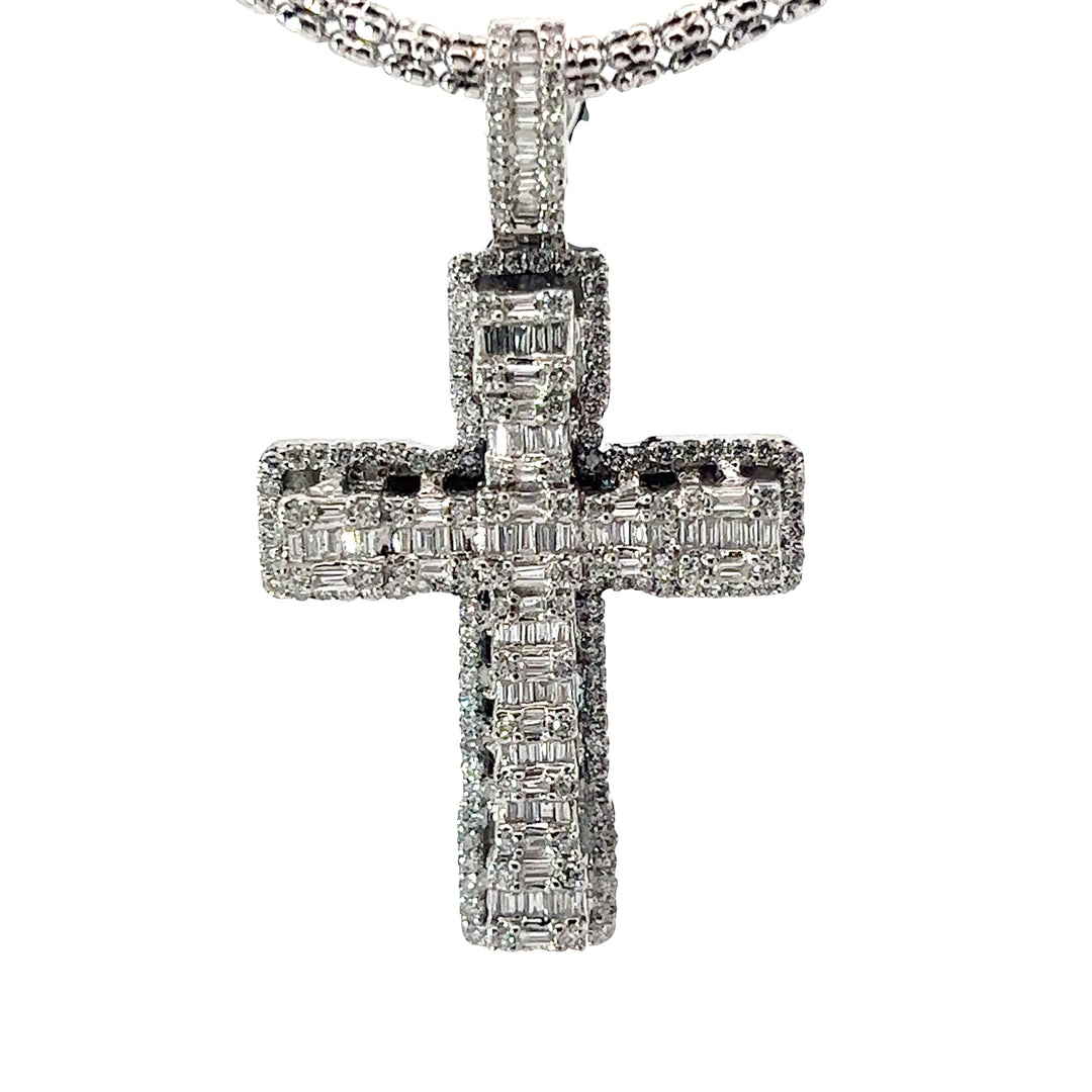 Flooded 3D Diamond Cross pendant