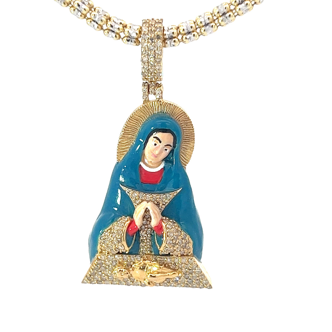14k solid gold Virgin Mary a pendant