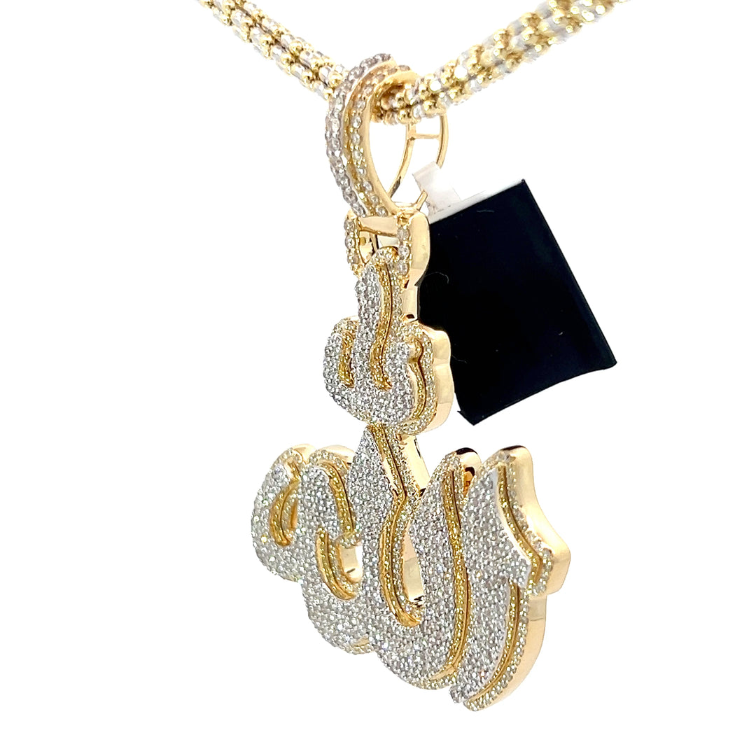 Two Tone Diamond Allah Pendant