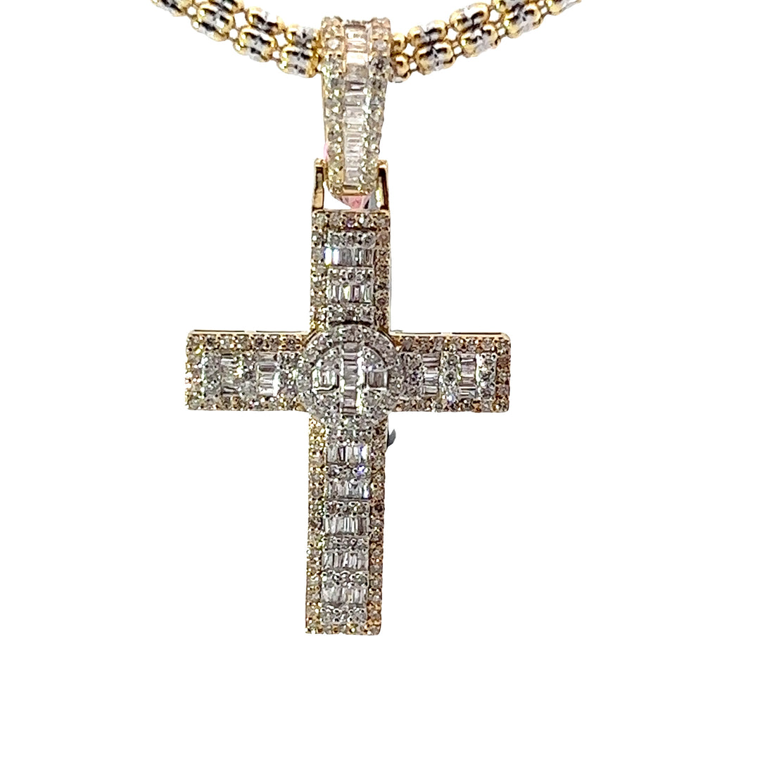 Yellow gold diamond cross pendant