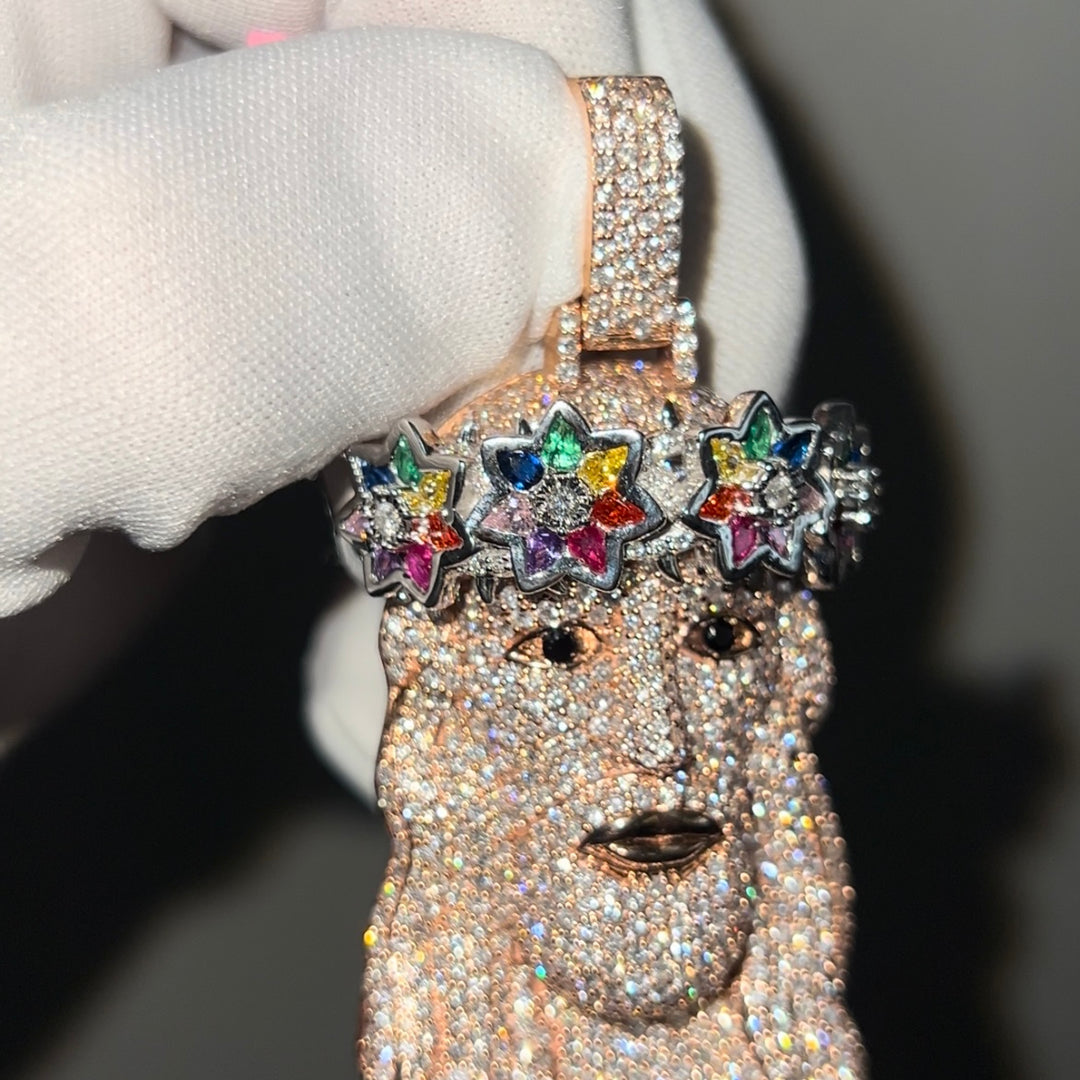 Solid Rose Gold flooded Jesus head pendant