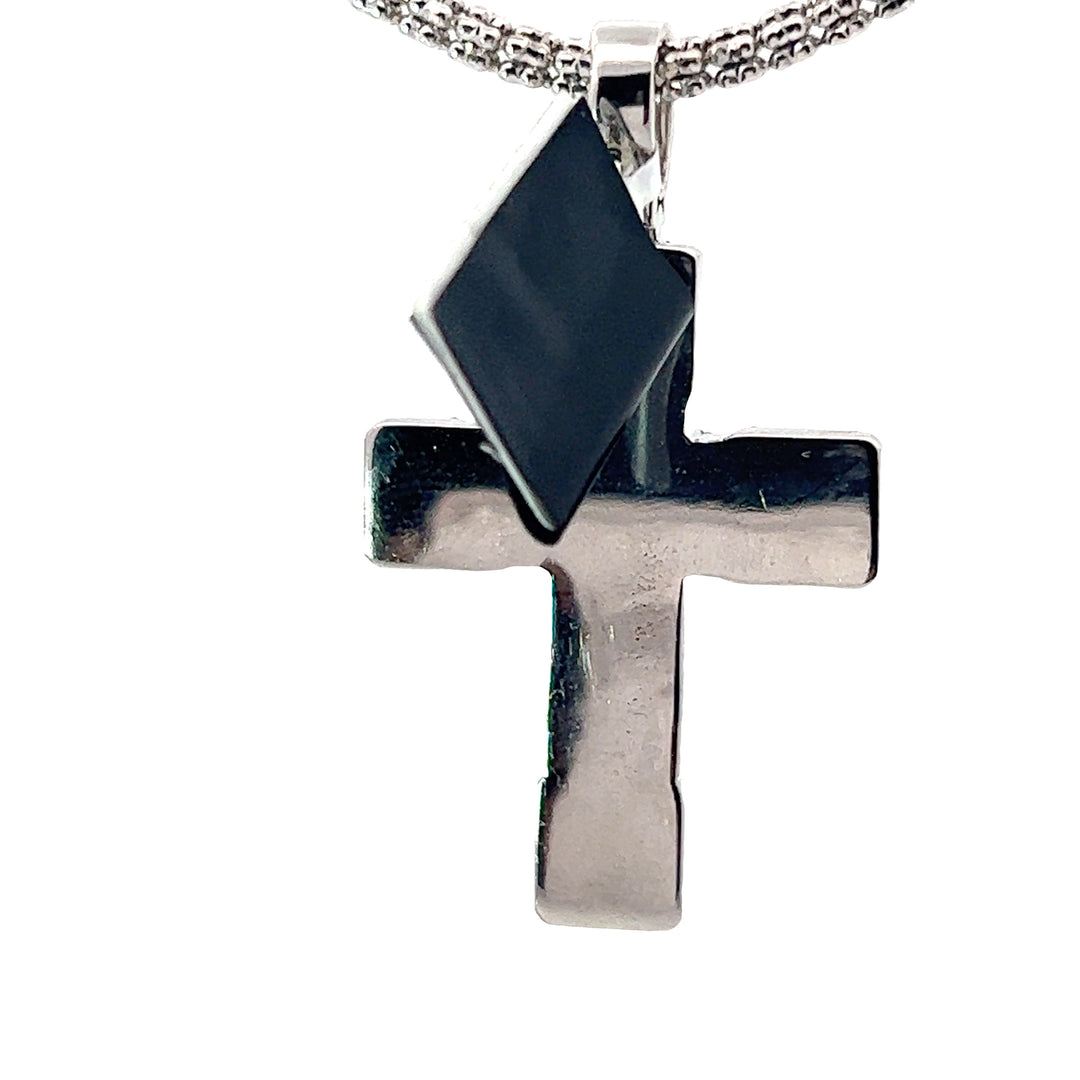 Flooded 3D Diamond Cross pendant