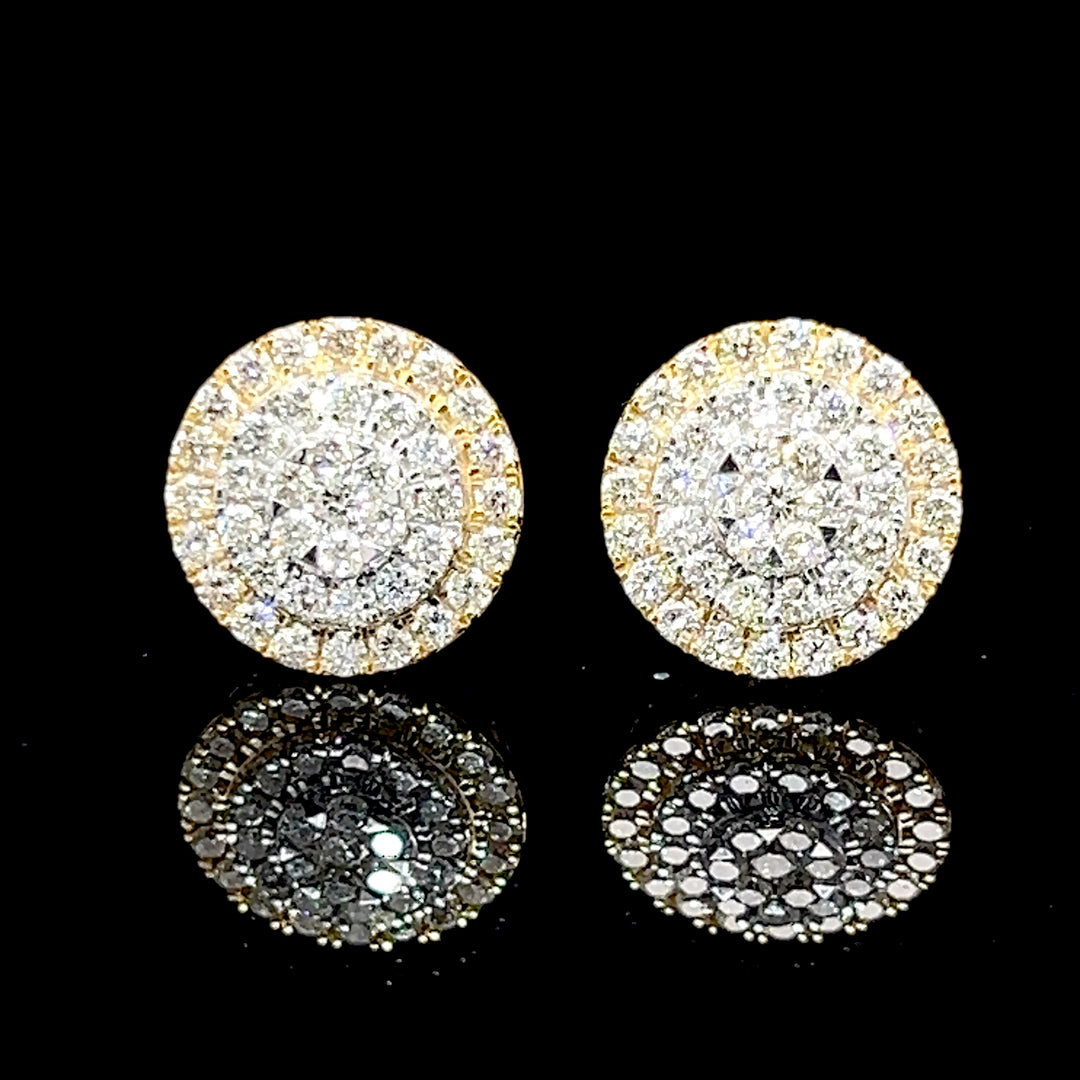 14k yellow gold diamond cake earrings