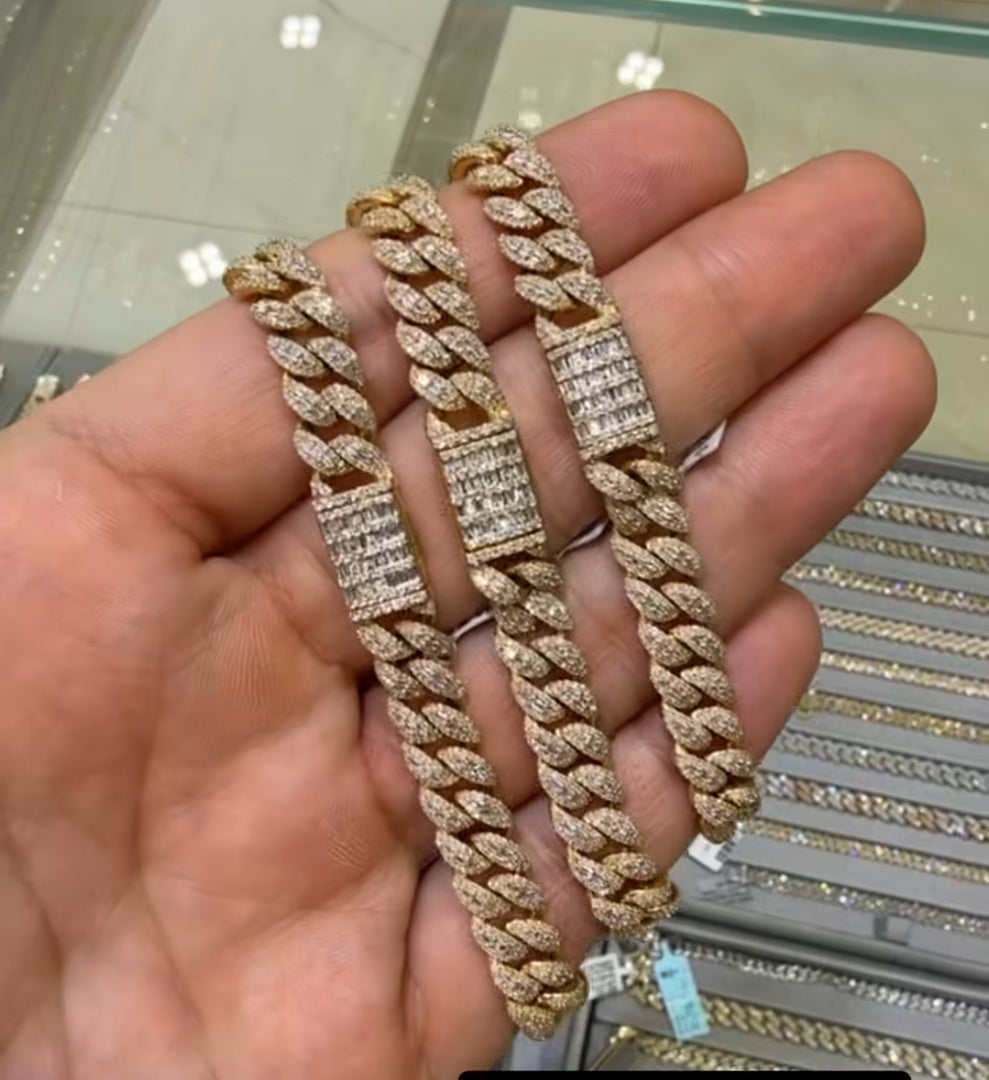 Yellow gold diamond Cuban bracelet