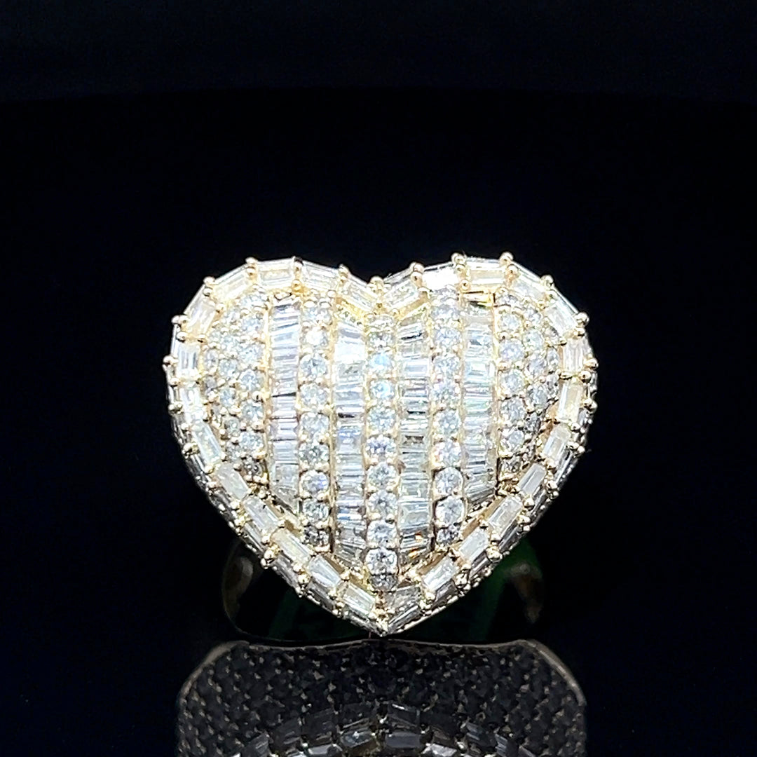Yellow Gold Flooded Diamond Heart Ring