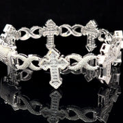 WHITE GOLD NATURAL DIAMOND CROSS BRACELET