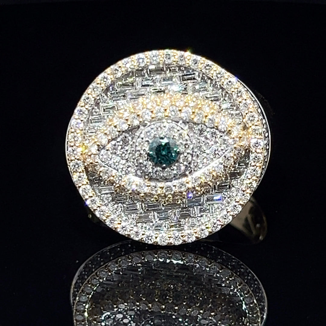 Solid gold diamond Eye ring