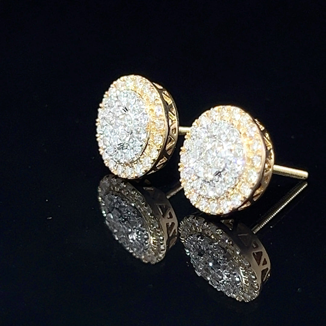 14k yellow gold diamond cake earrings
