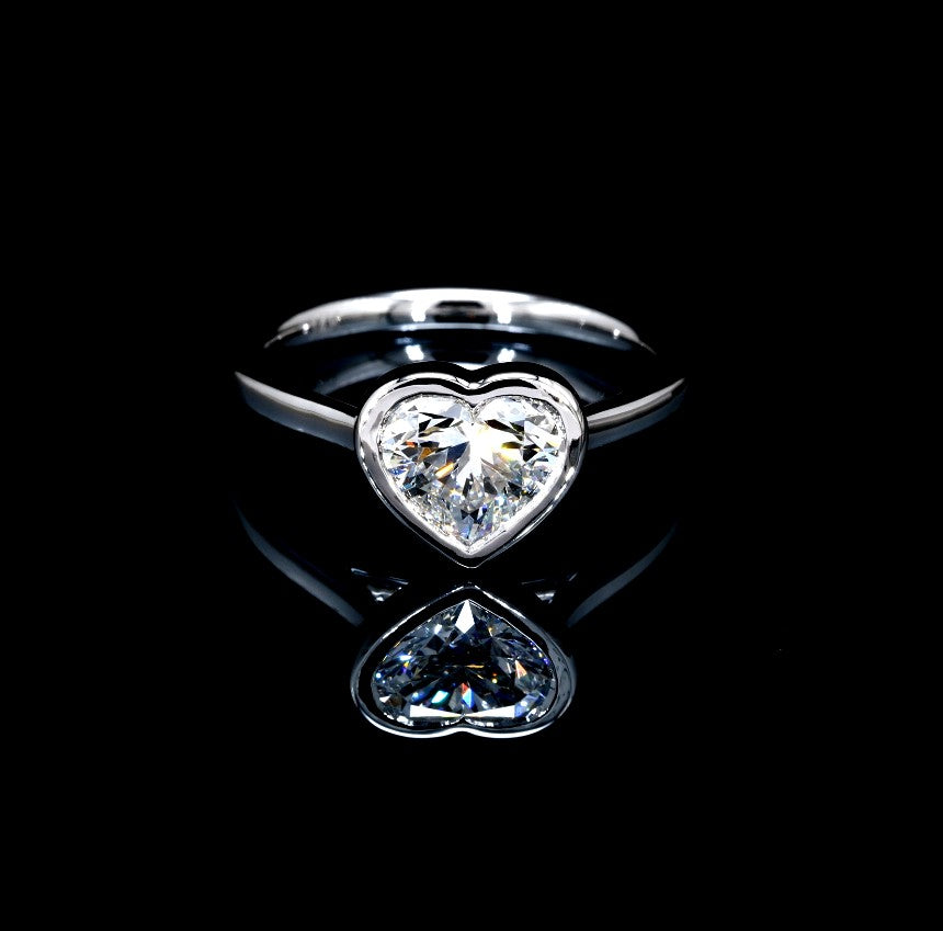 14K white gold heart shaped LAB ENGAGEMENT RING