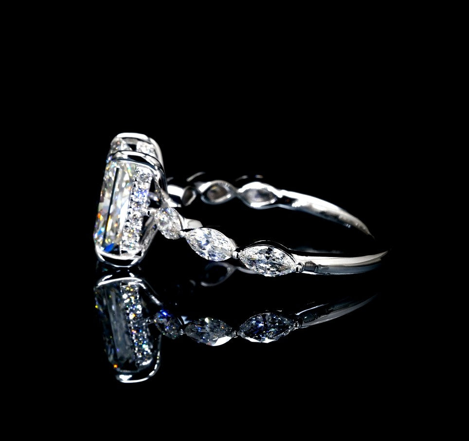 14k white gold radiant cut lab engagement ring