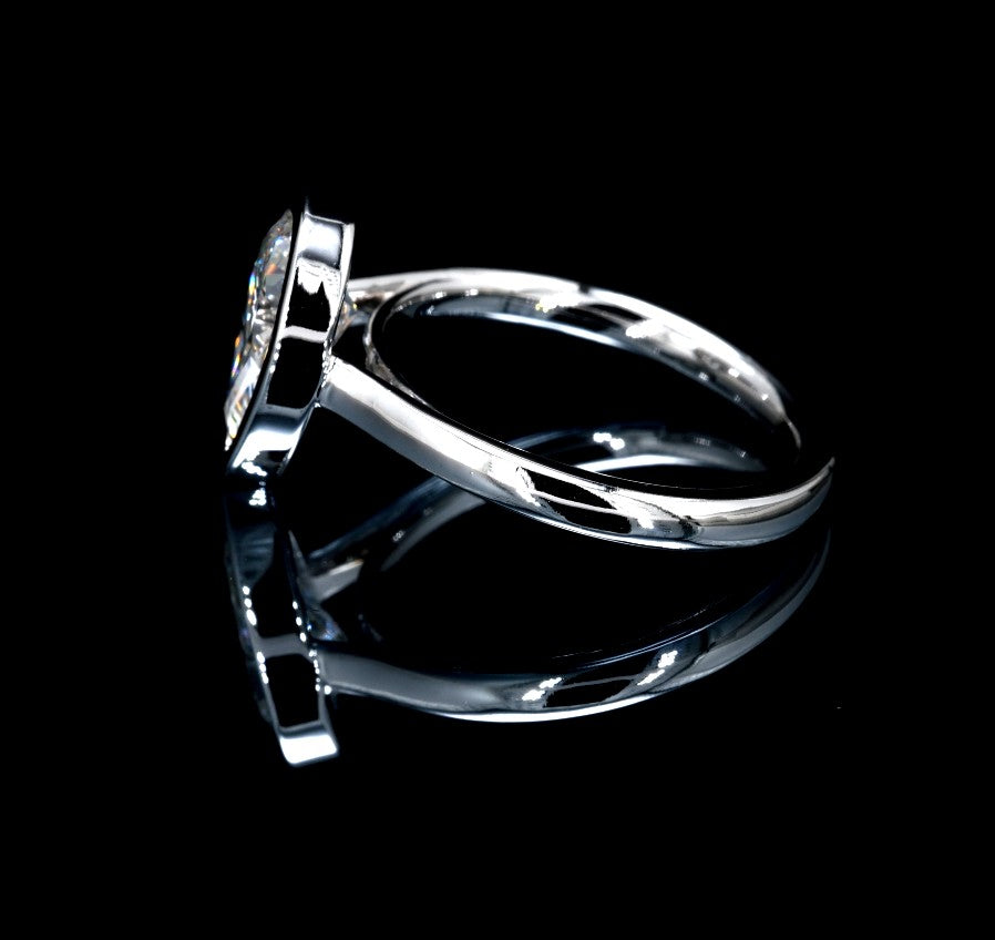 14K GOLD PEAR CUT BEZEL SET LAB ENGAGEMENT RING