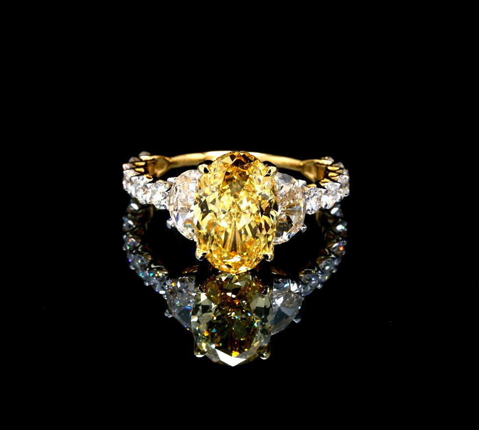 14k GOLD OVAL CUT LAB ENGAGEMENT RING