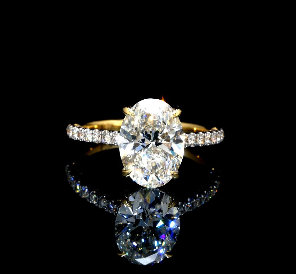 14K GOLD OVAL CUT LAB ENGAGEMENT RING