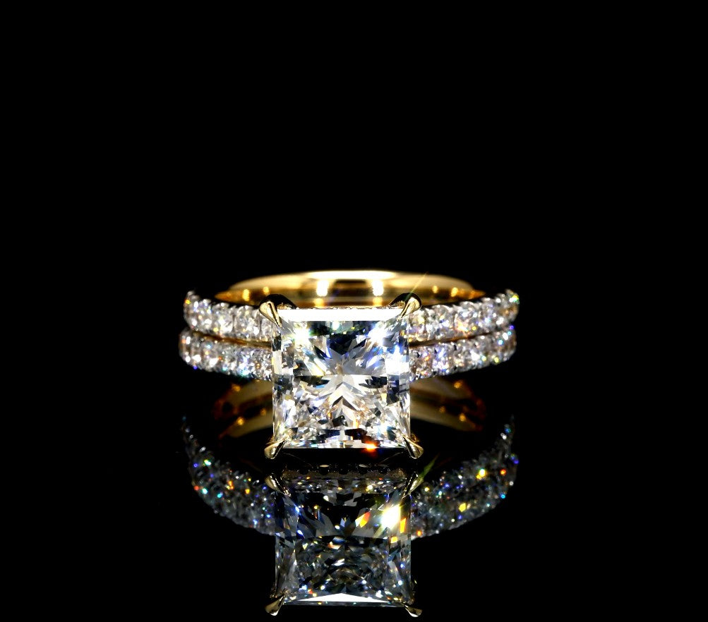 14K GOLD PRINCESS CUT LAB DIAMOND ENGAGEMENT RING