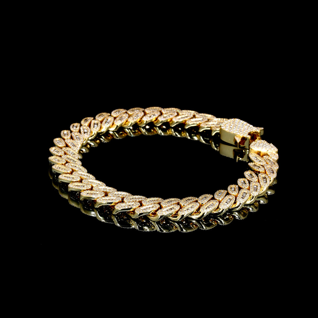 YELLOW GOLD NATURAL DIAMOND CUBAN BRACELET