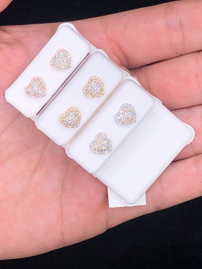14k gold diamond heart earrings