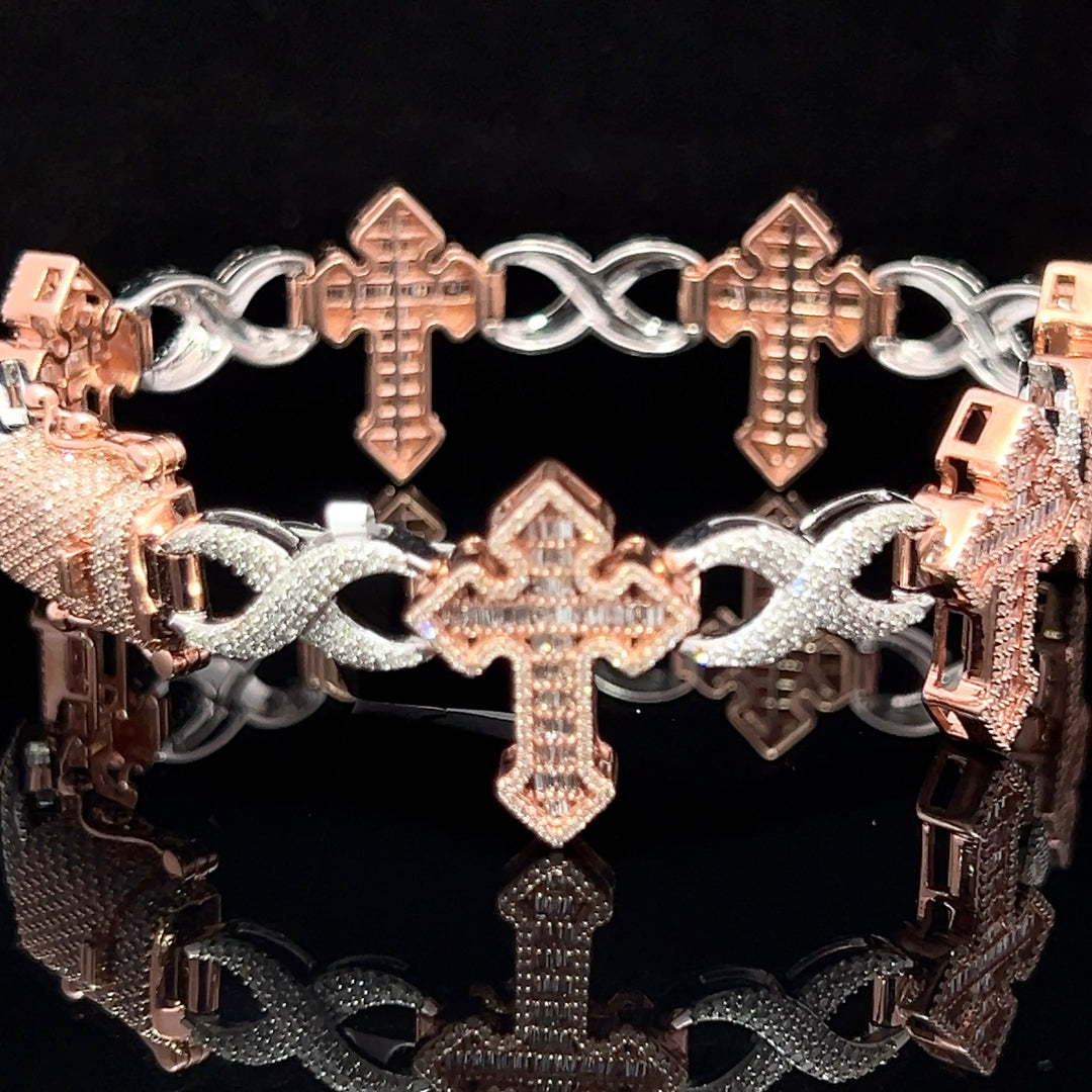 ROSE GOLD NATURAL DIAMOND CROSS BRACELET