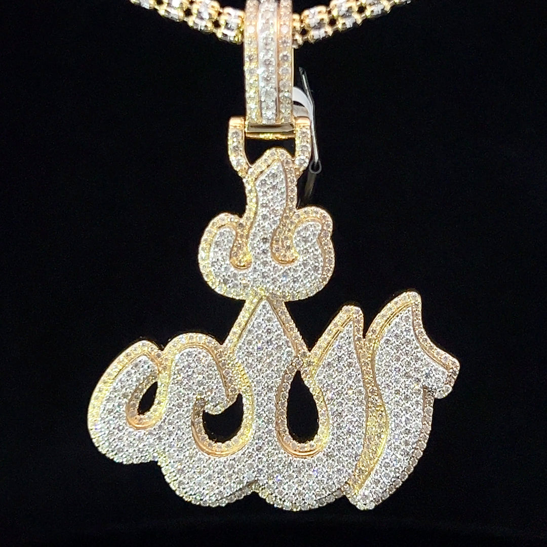 Two Tone Diamond Allah Pendant