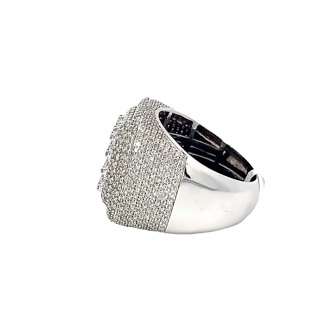 White gold Iced out Diamond Square Ring