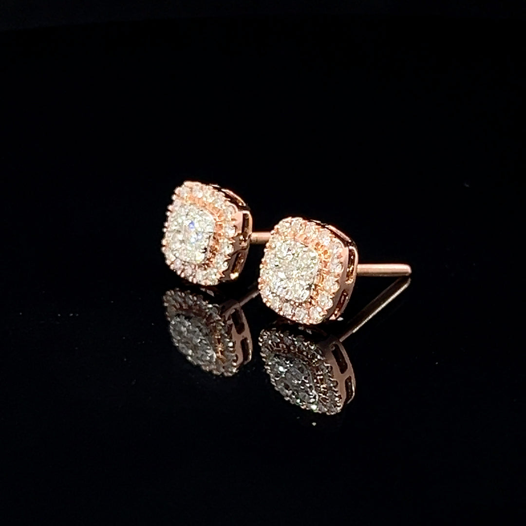 14k VVS Square Diamond Earrings