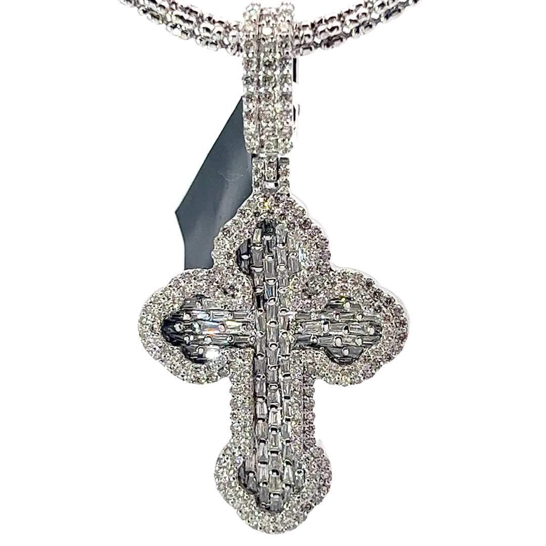 White gold Solid Diamond Cross pendant