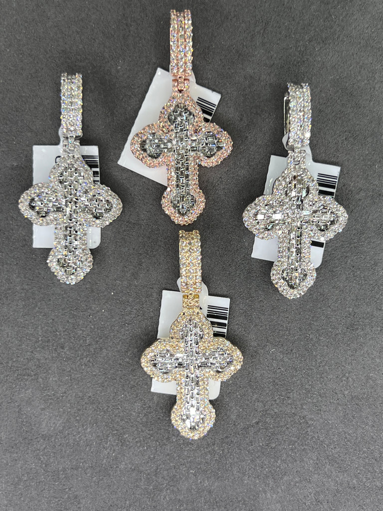 Solid gold motif diamond crosses