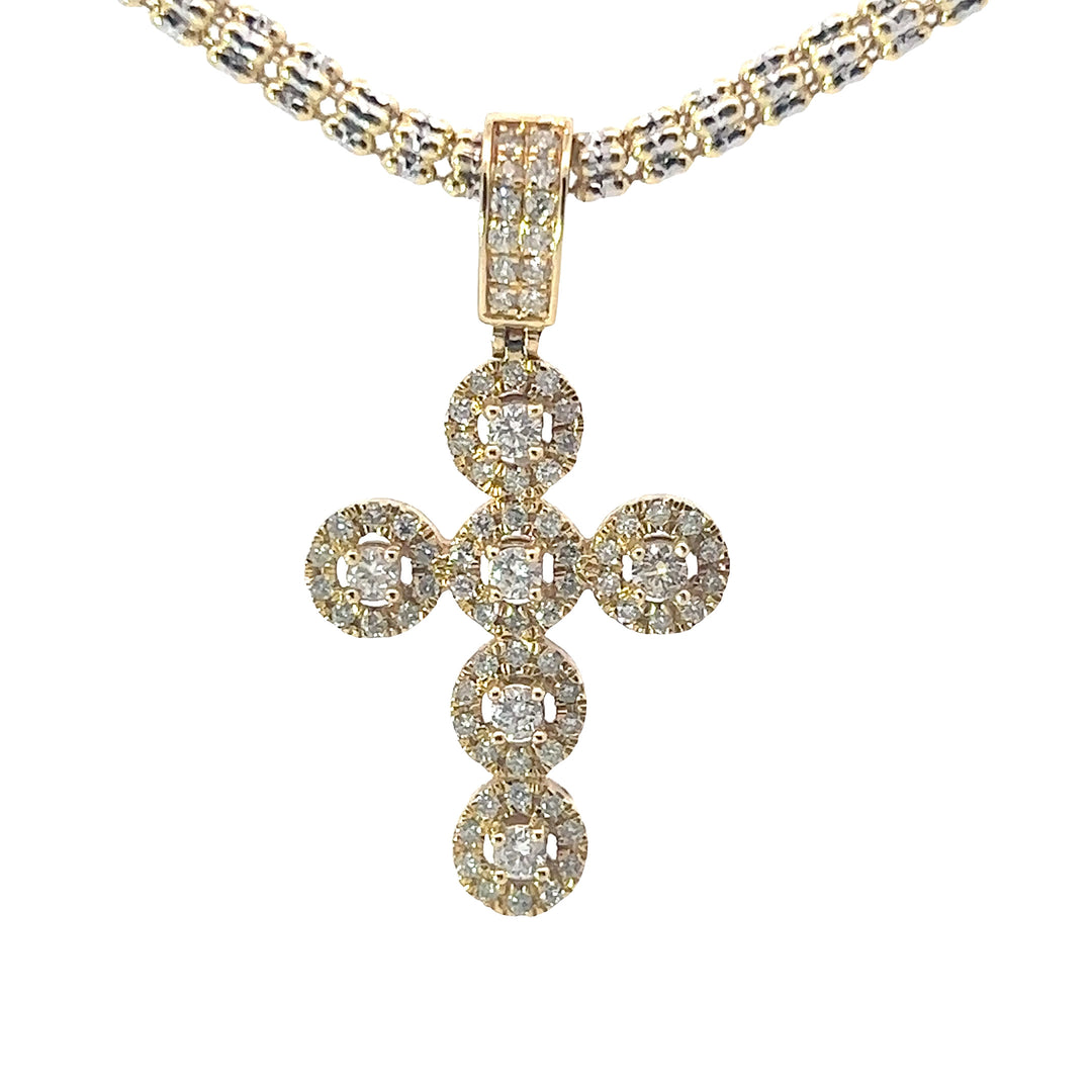 14k yellow gold diamond cross pendant