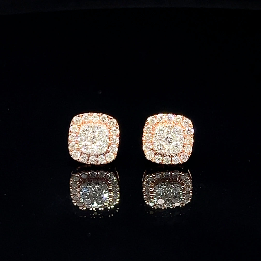 14k VVS Square Diamond Earrings