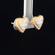 14k Yellow gold Jumbo heart diamond earrings