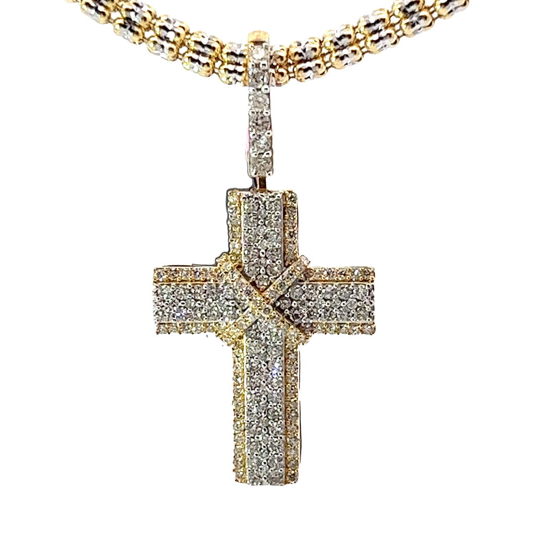 Yellow gold diamond cross pendant