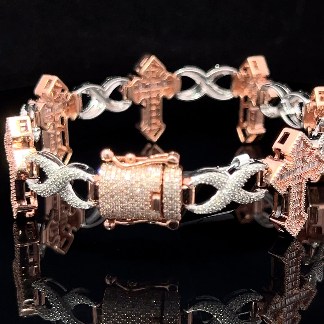 ROSE GOLD NATURAL DIAMOND CROSS BRACELET