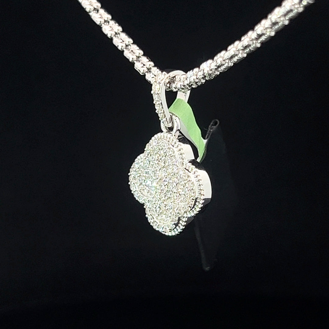 14k Diamond VVS Clover Pendant