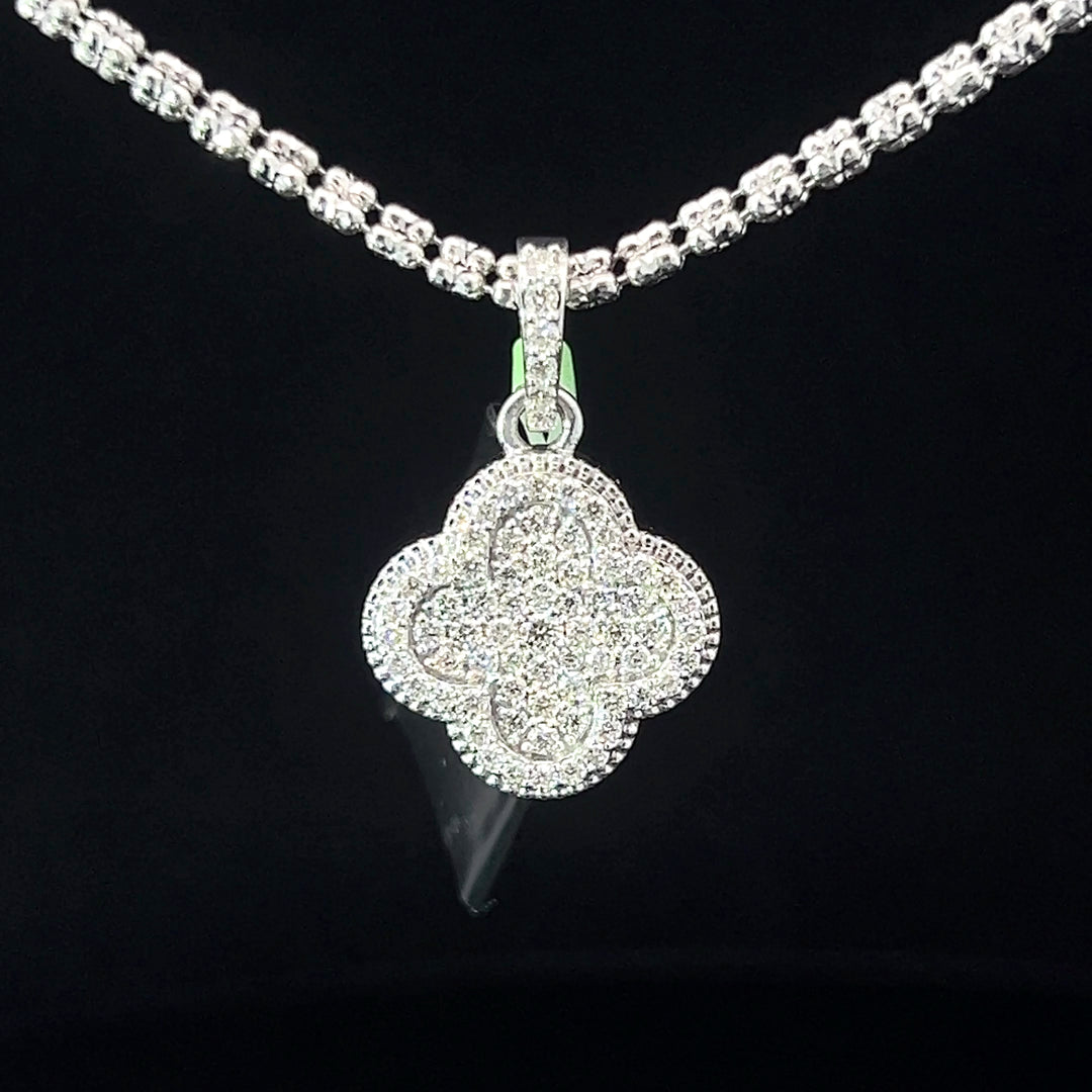 14k Diamond VVS Clover Pendant