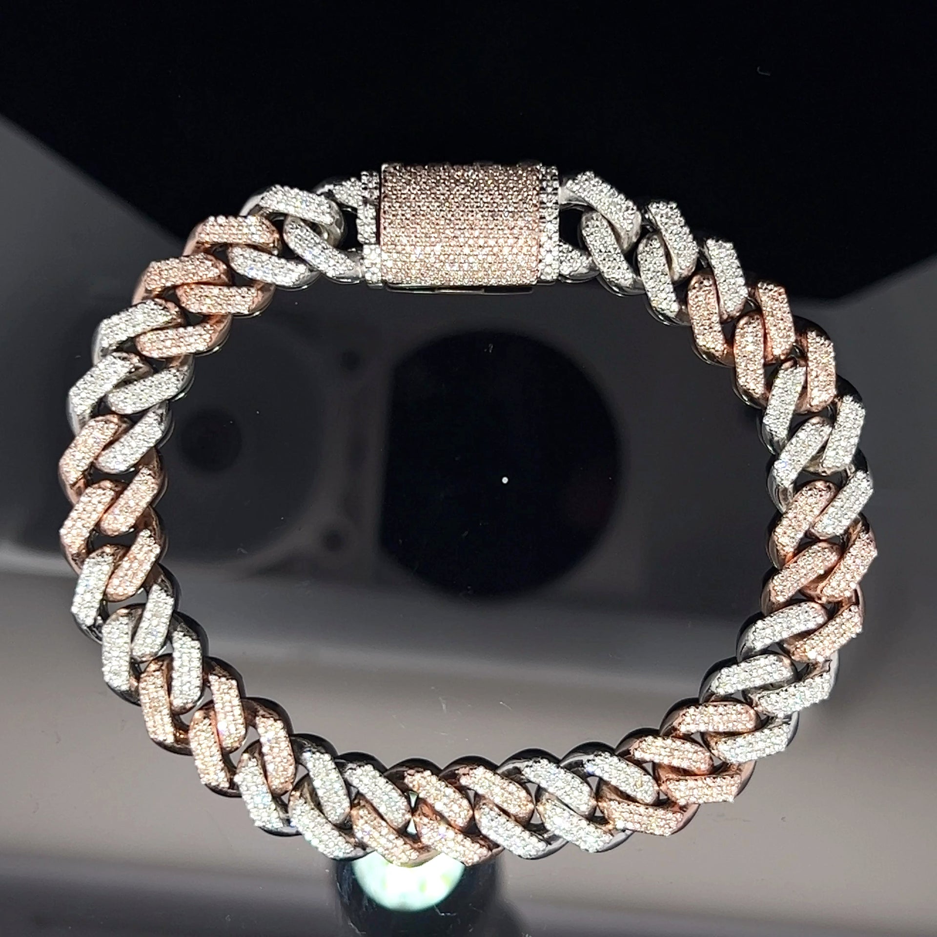 Two tone Rose & white Solid gold diamond bracelet