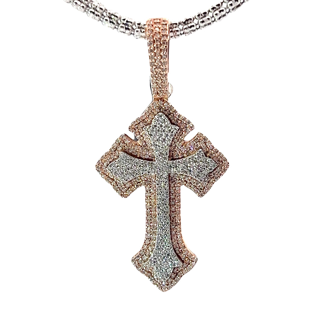 Two Tone Solid Gold Cross pendant