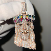 Solid Rose Gold flooded Jesus head pendant