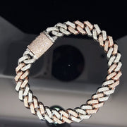 Two tone Rose & white Solid gold diamond bracelet