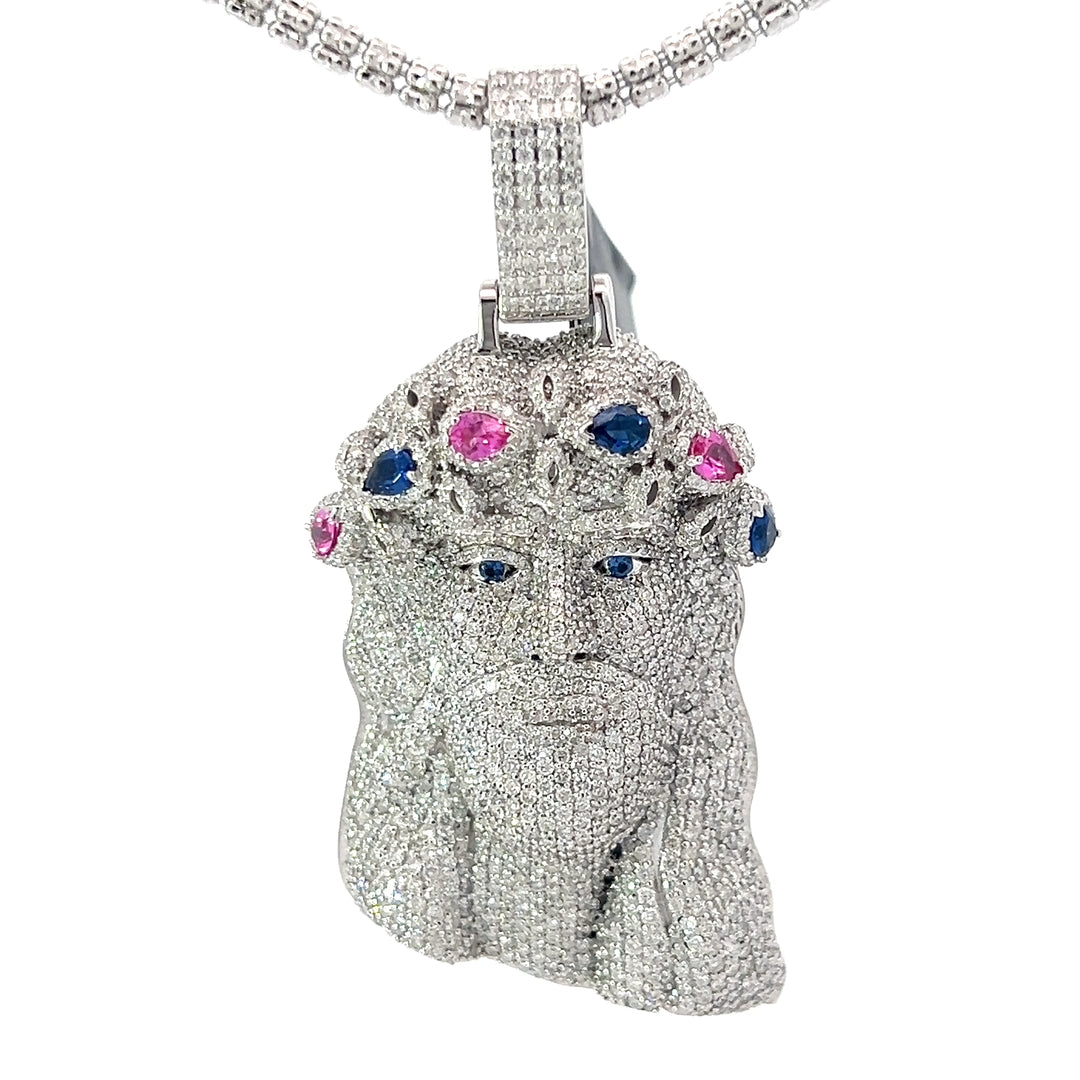 Elegant Diamond-Encrusted Jesus Head Pendant