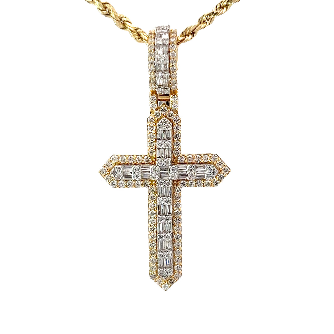 Solid gold diamond Cross pendant