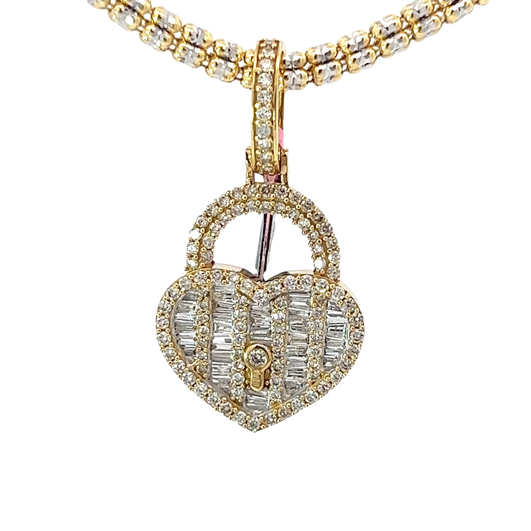 Yellow gold diamond heart locket pendant