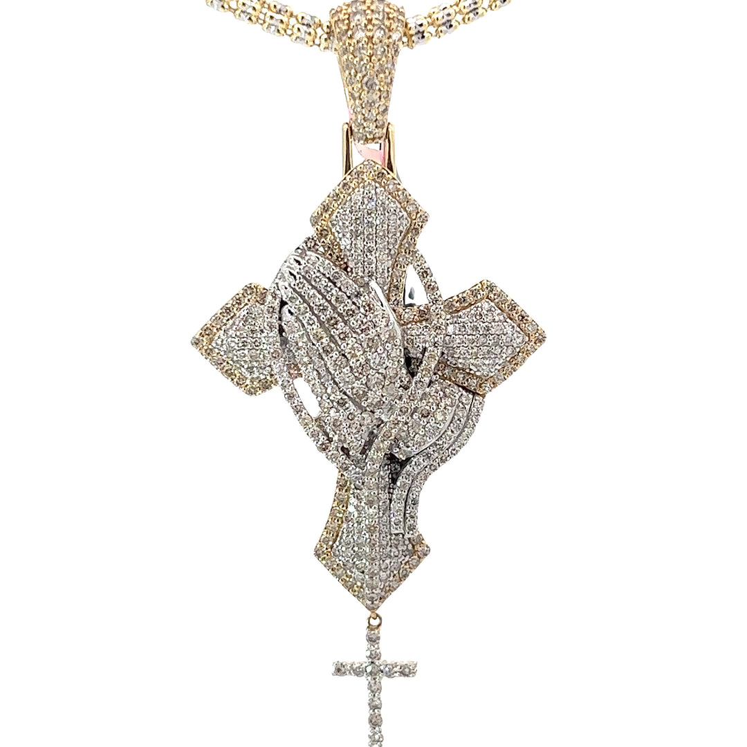 Custom Made Solid Diamond Cross Pendant