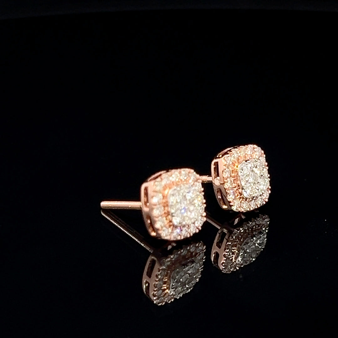 14k VVS Square Diamond Earrings