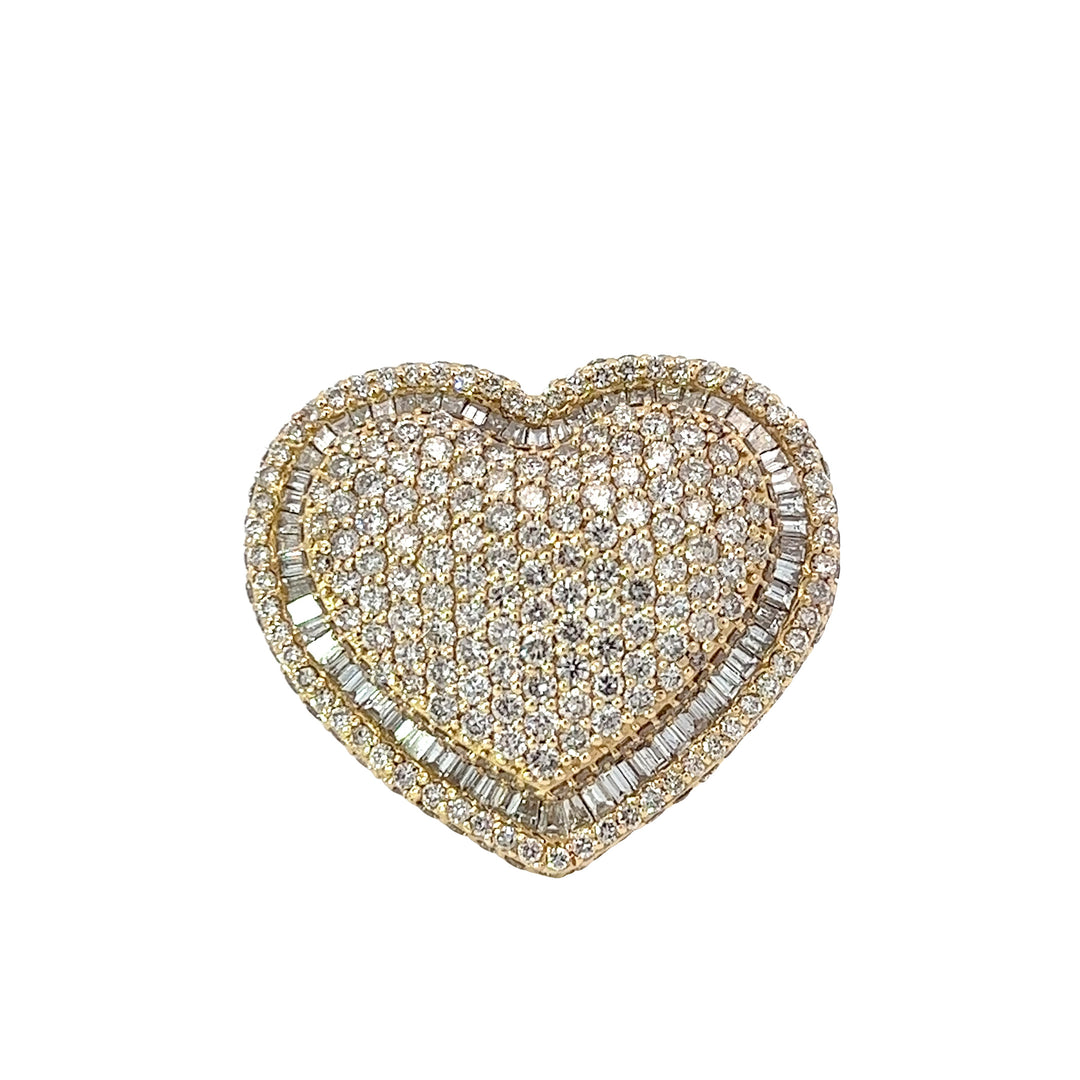 Yellow Gold Flooded Diamond Heart Ring