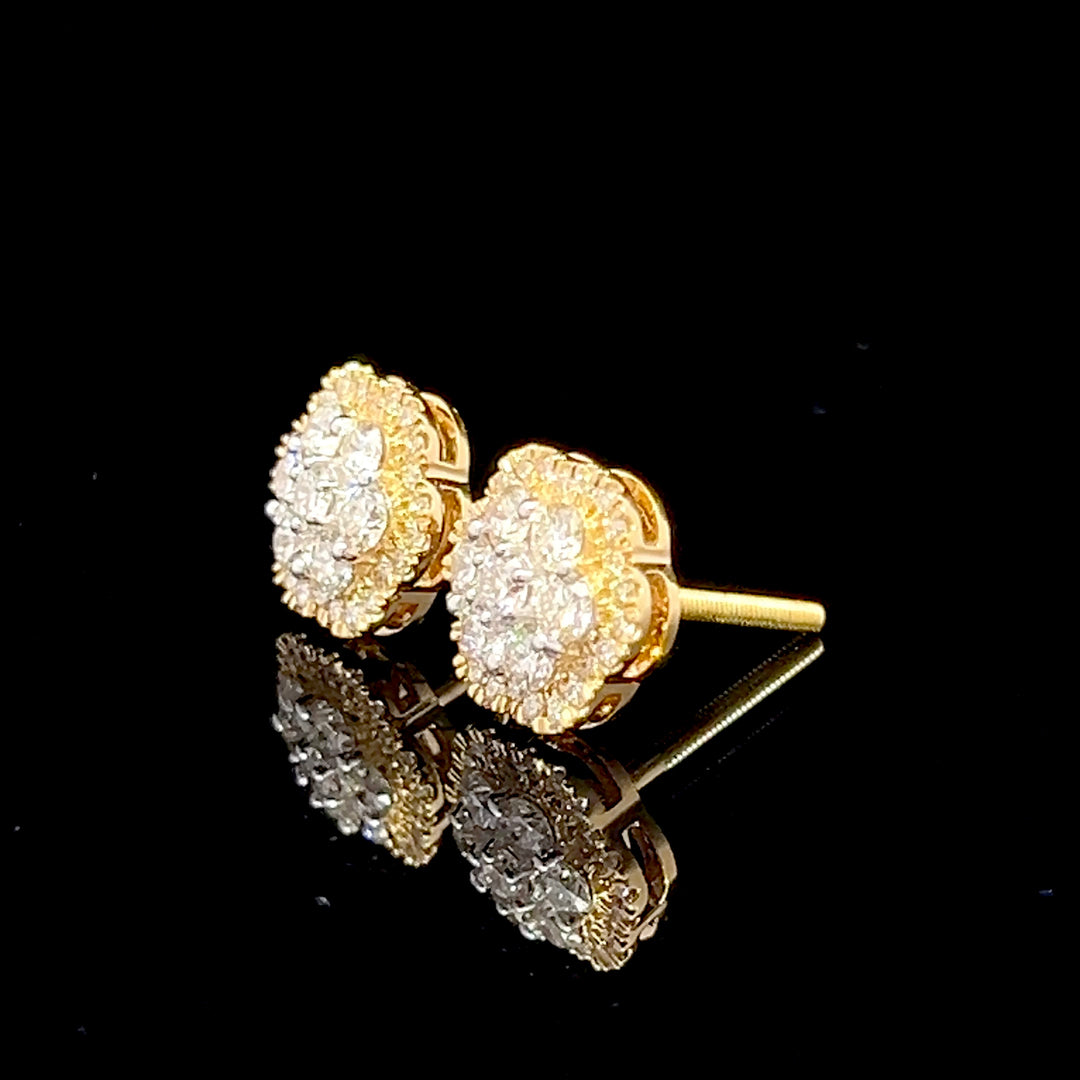 14k VVS diamond flower earrings