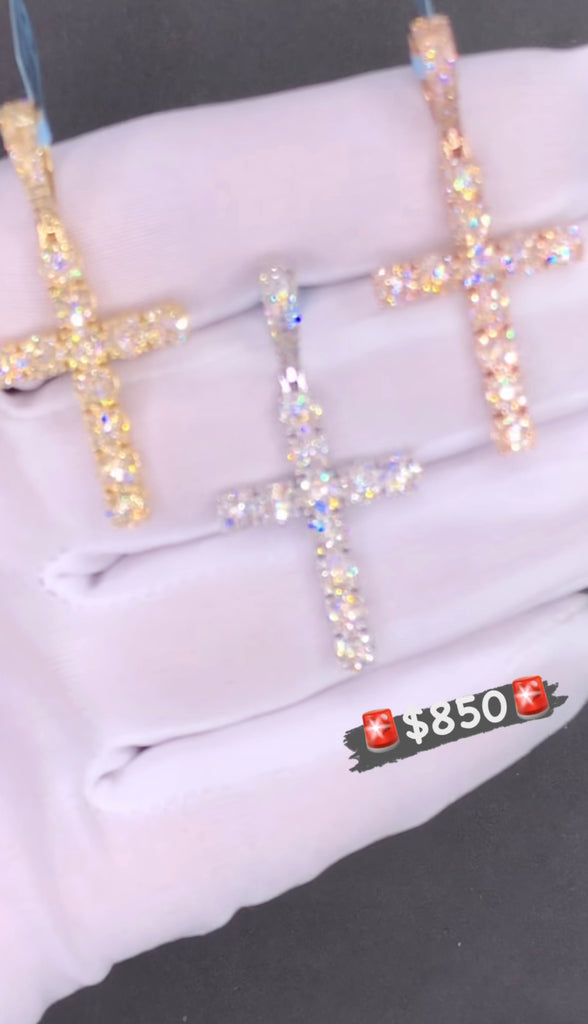 14k solid gold diamond cross pendants