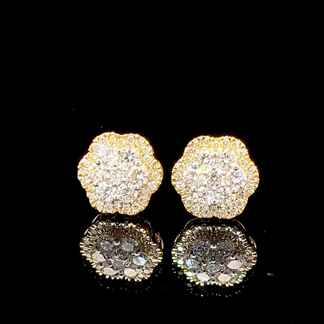 14k VVS diamond flower earrings