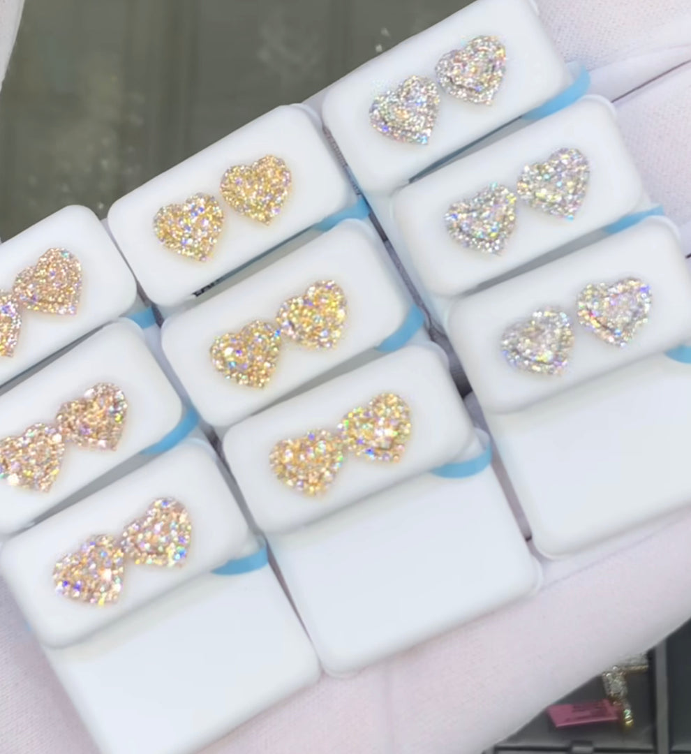 14k diamond heart earrings
