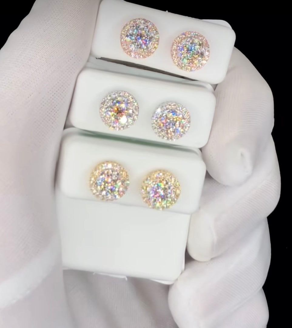 14k cluster diamond earrings