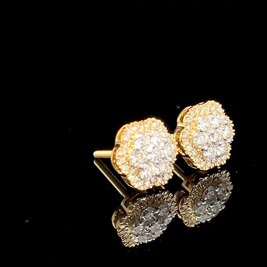 14k VVS diamond flower earrings